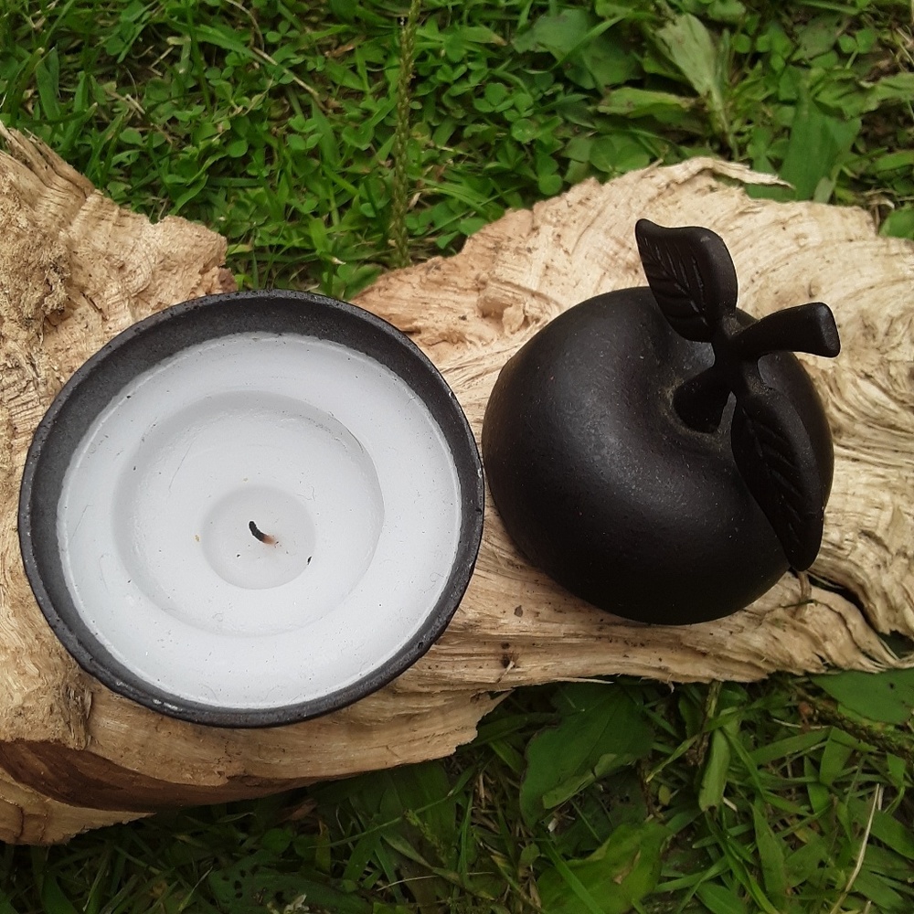Metal apple candle holder